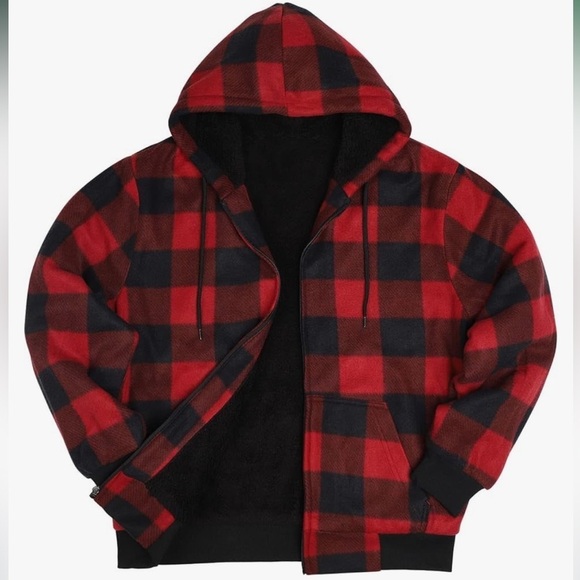 🆕 SPORTSWEAR SHERPA Zip Up Fleece Flannel Sweatshirt Heavy Lined Hooded NWT $90 - Picture 5 of 11
